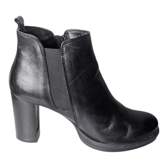 POLVERE Italian Made Black Leather Side Zip Ankle Boot Size 39 - Picture 7 of 9